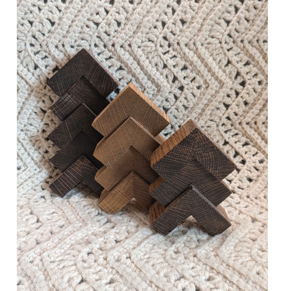 Handmade Nesting Wood Trees Set Rustic Christmas Holiday Decor Minimalist 3pc